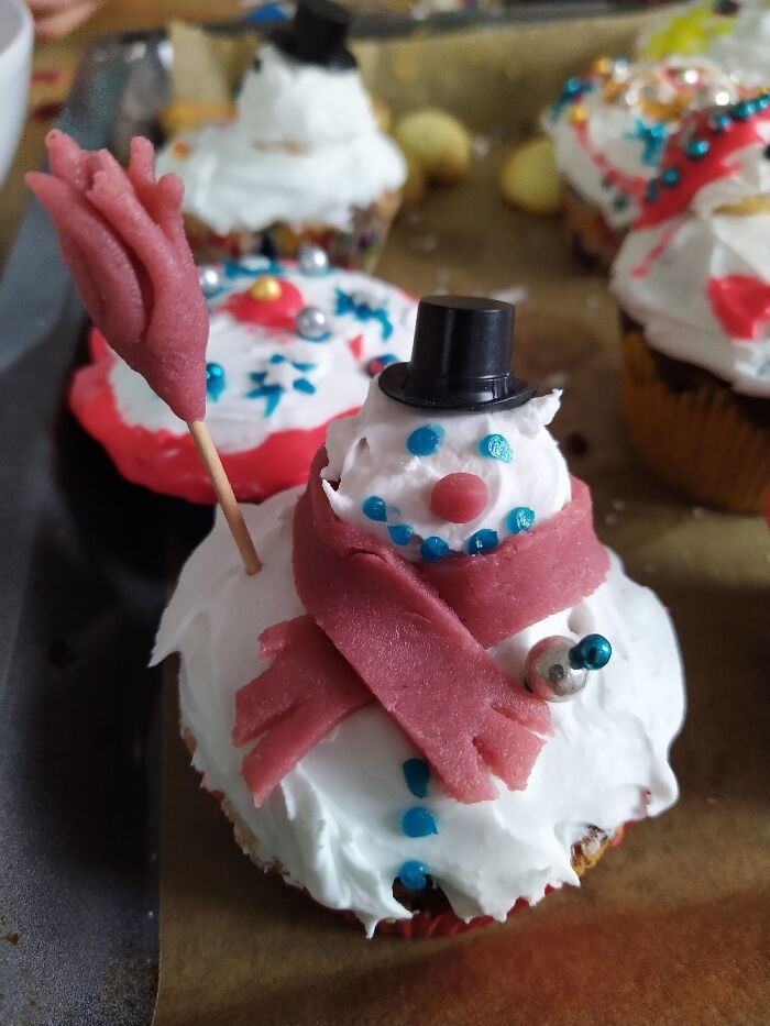 Snowman Muffins. But To Be Fair I Saw A Picture Of Them Once And Recreated Them Out Of Memory