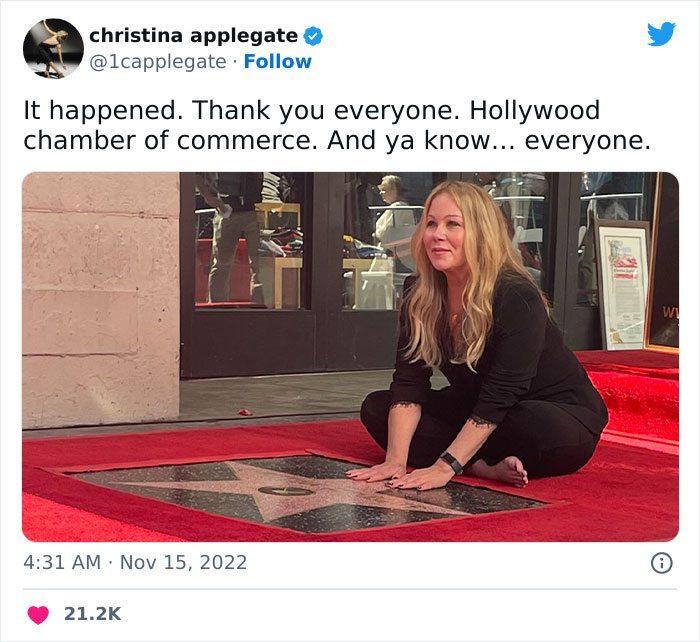 People Are Cheering On Christina Applegate For Appearing In Public For The First Time After Her MS Diagnosis To Uncover Her Hollywood Star Of Fame