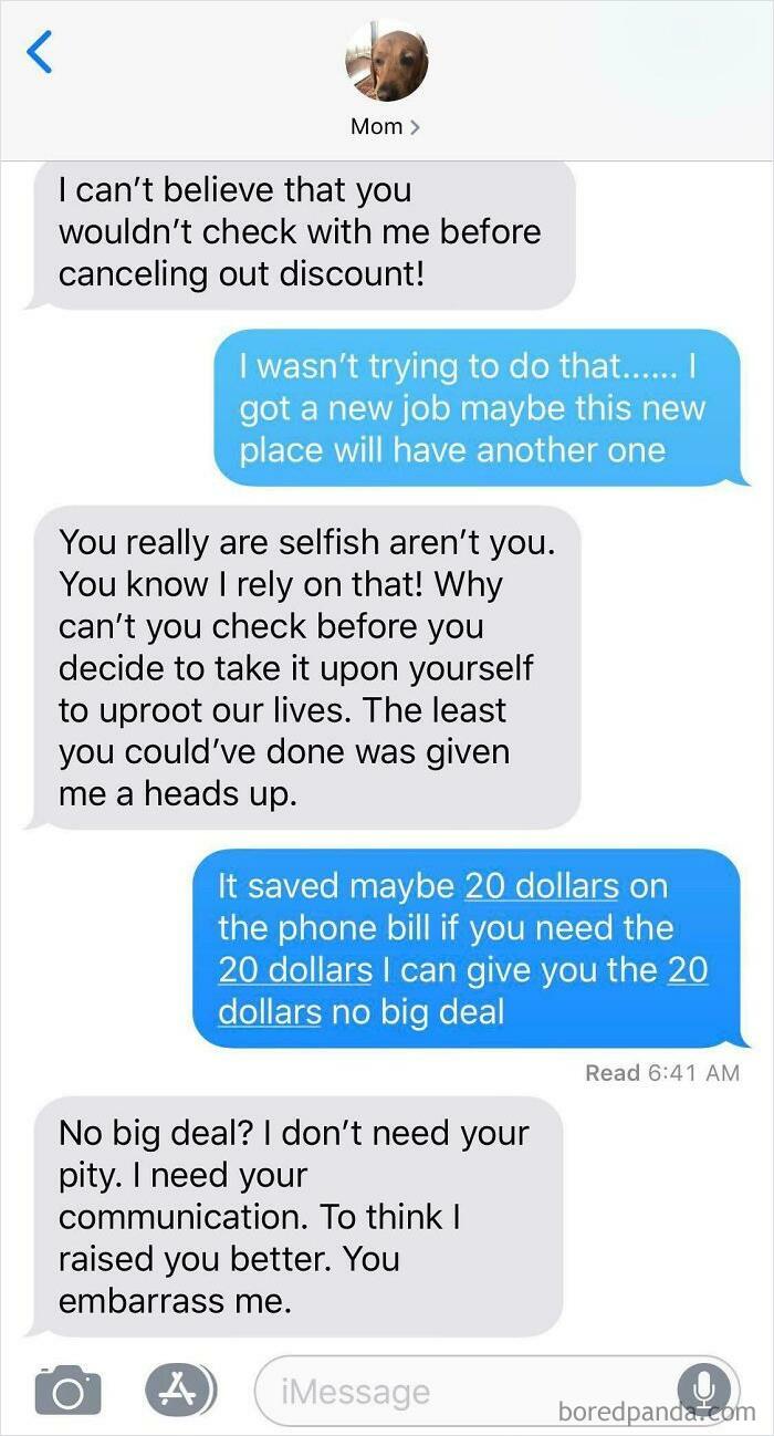 Not Mine But Op’s Mom Is Freaking Out Her Because She Switched Jobs And Doesn’t Have A Cell Discount Anymore