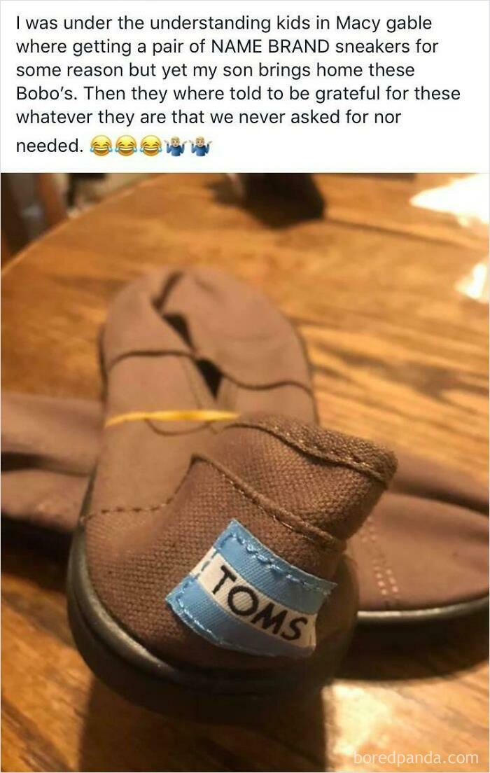Ungrateful Parent. Who Wouldn’t Accept A Free Pair Of Toms?