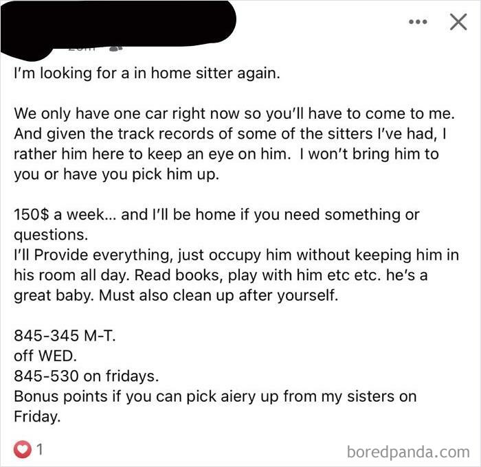 You Should Come Watch My Kid All Week For $150!