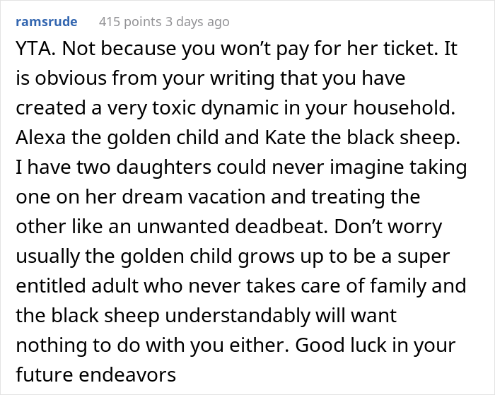 "Kate Was Absolutely Terrible In Her Teenager Years": Dad Doesn't Pay For His 23 Y.O. Daughter’s Plane Ticket But Covers The Younger Daughter’s Ticket "Kate Was Absolutely Terrible In Her Teenager Years": Dad Doesn't Pay For His 23 Y.O. Daughter’s Plane Ticket But Covers The Younger Daughter’s Ticket