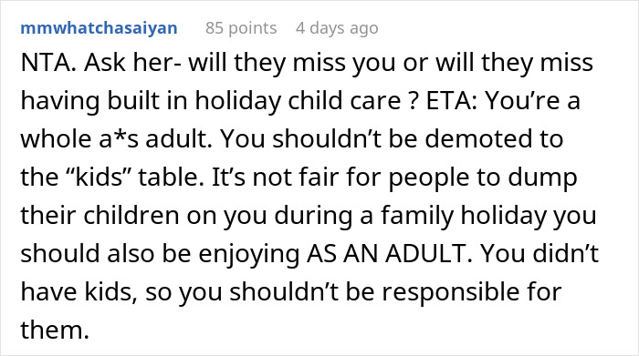 Woman Is Sick Of Having To Watch Her Cousins’ Children At Thanksgiving Gatherings, Decides To Spend It At Her Boyfriend’s Woman Is Sick Of Having To Watch Her Cousins’ Children At Thanksgiving Gatherings, Decides To Spend It At Her Boyfriend’s