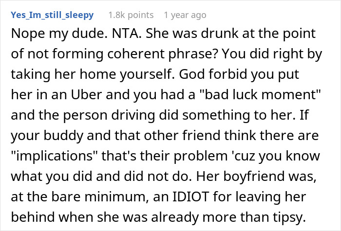 Guy Is Told Off By His Friend For Taking His Drunk Fiancée Home Instead Of Calling An Uber For Her Guy Is Told Off By His Friend For Taking His Drunk Fiancée Home Instead Of Calling An Uber For Her
