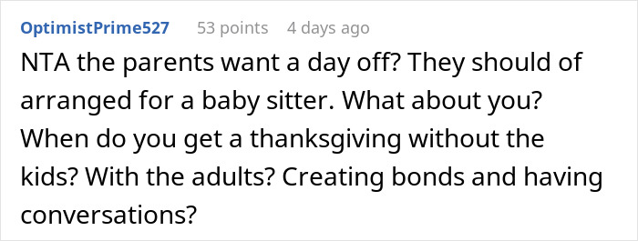Woman Is Sick Of Having To Watch Her Cousins’ Children At Thanksgiving Gatherings, Decides To Spend It At Her Boyfriend’s Woman Is Sick Of Having To Watch Her Cousins’ Children At Thanksgiving Gatherings, Decides To Spend It At Her Boyfriend’s