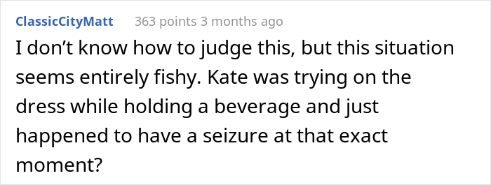 Woman Gets Called A “Psycho” For Uninviting Her SIL From Her Wedding As She Tried On Her Wedding Dress And Accidentally Ruined It Woman Gets Called A “Psycho” For Uninviting Her SIL From Her Wedding As She Tried On Her Wedding Dress And Accidentally Ruined It