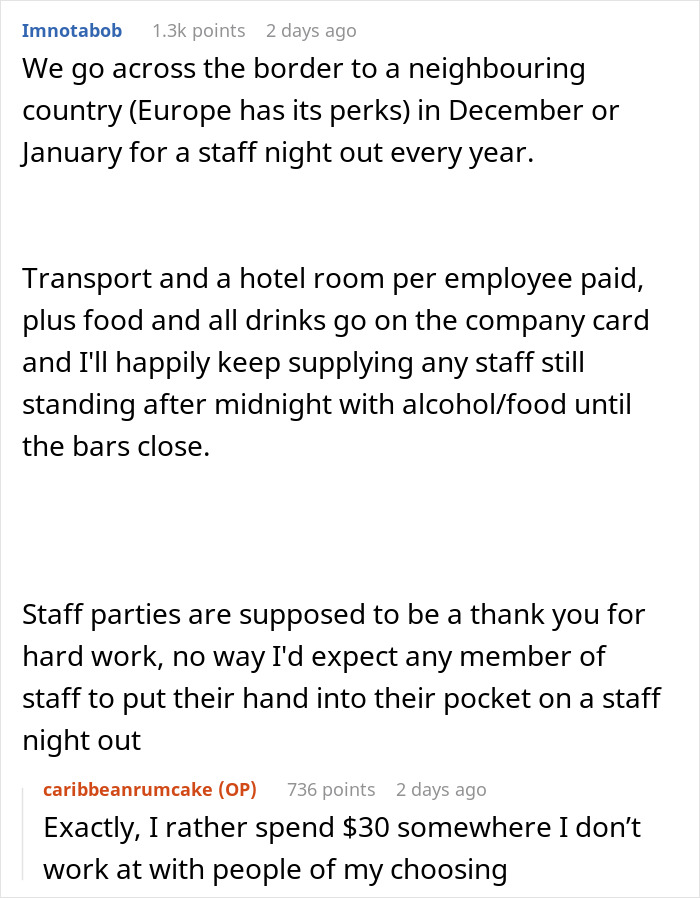 "I'd Be Busy That Night": Company Higher-Ups Expect Staff To Shell Out $30 Each For The Corporate Christmas Party