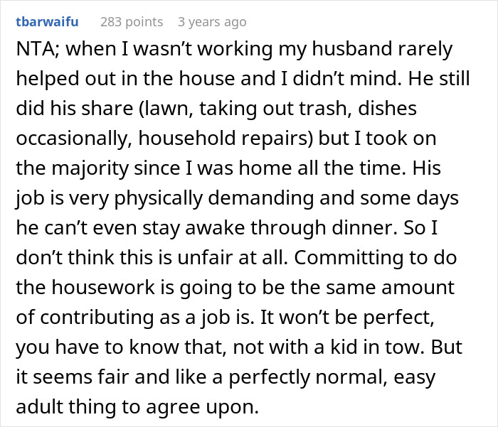 Woman Wants To Become A Stay-At-Home Mom, Husband Then Tells Her That She Would Have To Cover All The Housework While He Works, An Argument Ensues Woman Wants To Become A Stay-At-Home Mom, Husband Then Tells Her That She Would Have To Cover All The Housework While He Works, An Argument Ensues