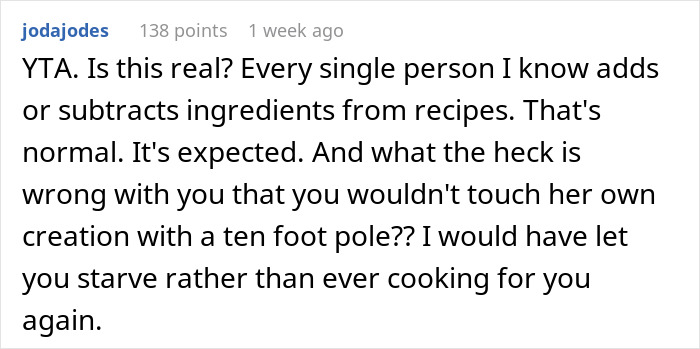 Guy Is Fed Up With Girlfriend's Cooking Because She Puts Her Own Twist On Recipes, Asks For Support Online But Receives A Reality Check Guy Is Fed Up With Girlfriend's Cooking Because She Puts Her Own Twist On Recipes, Asks For Support Online But Receives A Reality Check