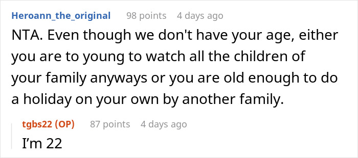 Woman Is Sick Of Having To Watch Her Cousins’ Children At Thanksgiving Gatherings, Decides To Spend It At Her Boyfriend’s Woman Is Sick Of Having To Watch Her Cousins’ Children At Thanksgiving Gatherings, Decides To Spend It At Her Boyfriend’s