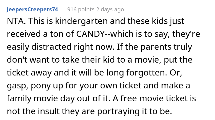 Parent Gives Their Son's Kindergarten Classmates Movie Vouchers, Calls Other Parents "Greedy" And "Cheap" After They Confront Them