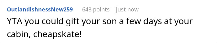 “[Am I The Jerk] For Asking My Son And His STBW To Pay To Spend Their Honeymoon In My Winter Cabin?”