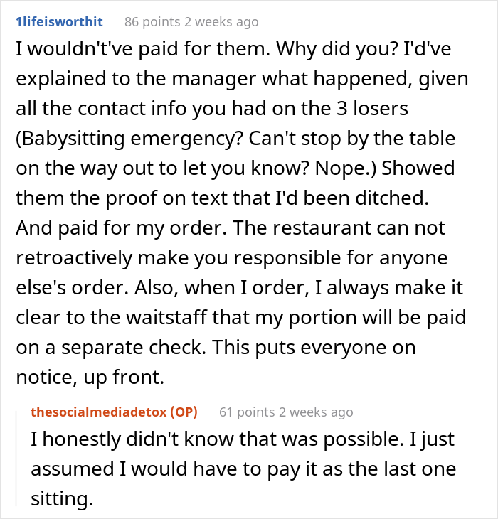 Friends Bail From Restaurant Before Check Arrives And Refuse To Pay This Woman Back For It, She Complains To The Birthday Girl's Mother Friends Bail From Restaurant Before Check Arrives And Refuse To Pay This Woman Back For It, She Complains To The Birthday Girl's Mother