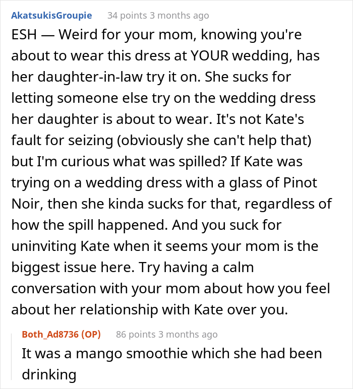 Woman Gets Called A “Psycho” For Uninviting Her SIL From Her Wedding As She Tried On Her Wedding Dress And Accidentally Ruined It