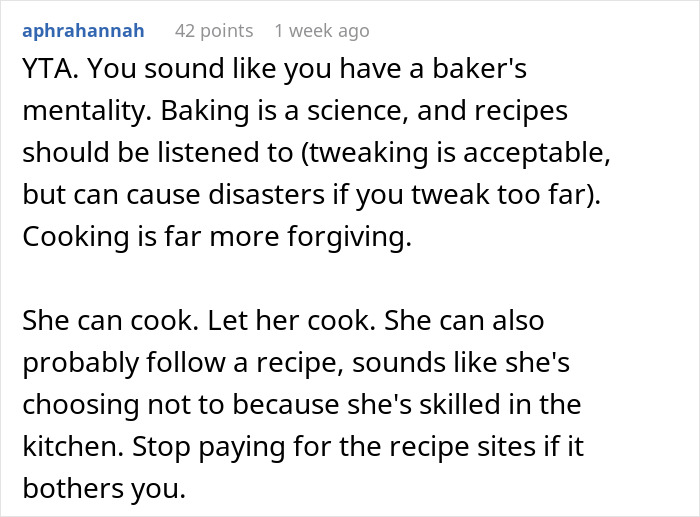 Guy Is Fed Up With Girlfriend's Cooking Because She Puts Her Own Twist On Recipes, Asks For Support Online But Receives A Reality Check Guy Is Fed Up With Girlfriend's Cooking Because She Puts Her Own Twist On Recipes, Asks For Support Online But Receives A Reality Check