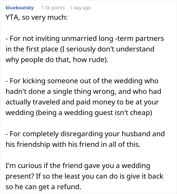 Husband Is Upset That His Friend Left His Wedding Because His Wife Kicked Out His +1