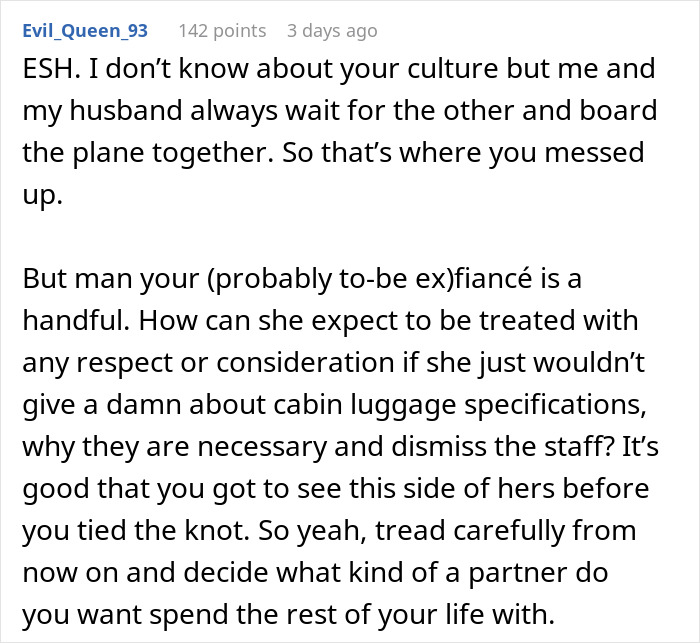 Person Asks If They're A Jerk For Saying "No" When The Police Asked If Woman Was Their Fiancée Before Escorting Her Off The Plane