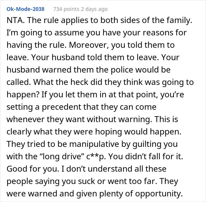 Manipulative In-Laws Refuse To Leave After Showing Up Uninvited, Their Son Doesn't Give In And Gets The Police To Remove Them From The Property