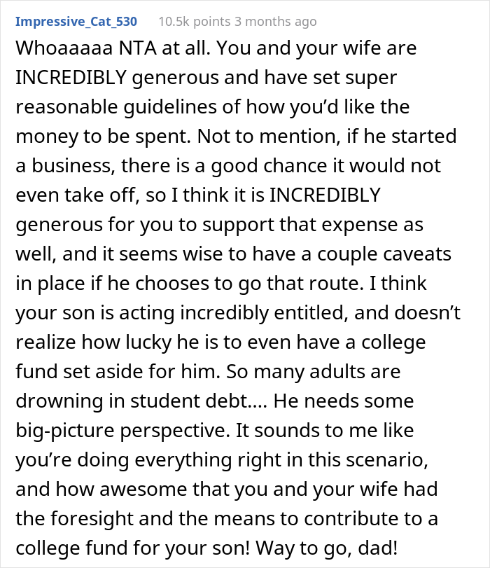 Son Faces Dad's "Ultimatum" After Refusing To Attend College And Wanting To Use His $400K Tuition Money For Starting A Business