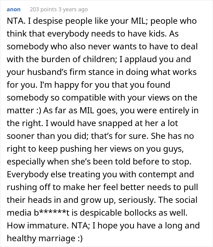 Childfree Woman Has Had Enough Of MIL Pushing For Kids, Finally Snaps And MIL Storms Off Crying, She Asks If She Went Too Far