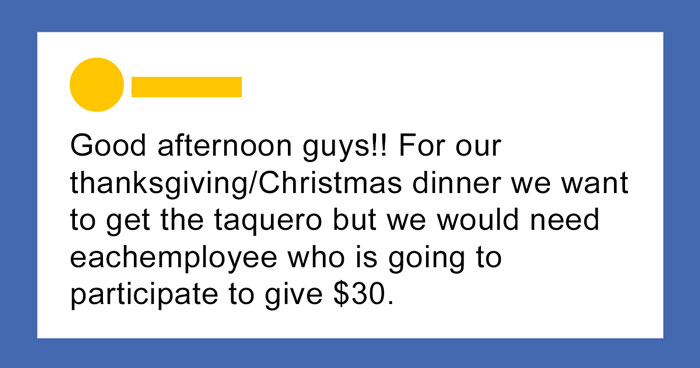 “I’d Be Busy That Night”: Company Higher-Ups Expect Staff To Shell Out $30 Each For The Corporate Christmas Party