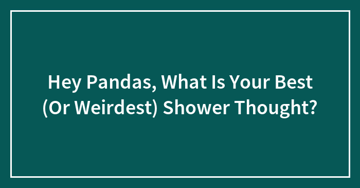 Hey Pandas, What Is Your Best (Or Weirdest) Shower Thought?