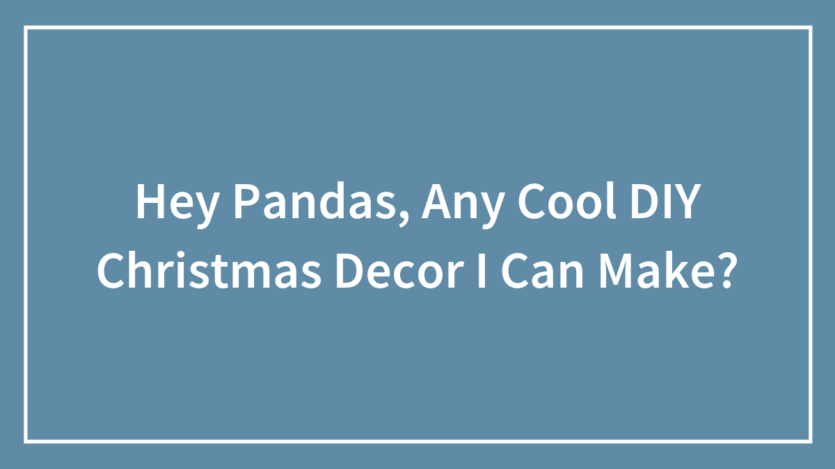 Hey Pandas, Any Cool DIY Christmas Decor I Can Make?