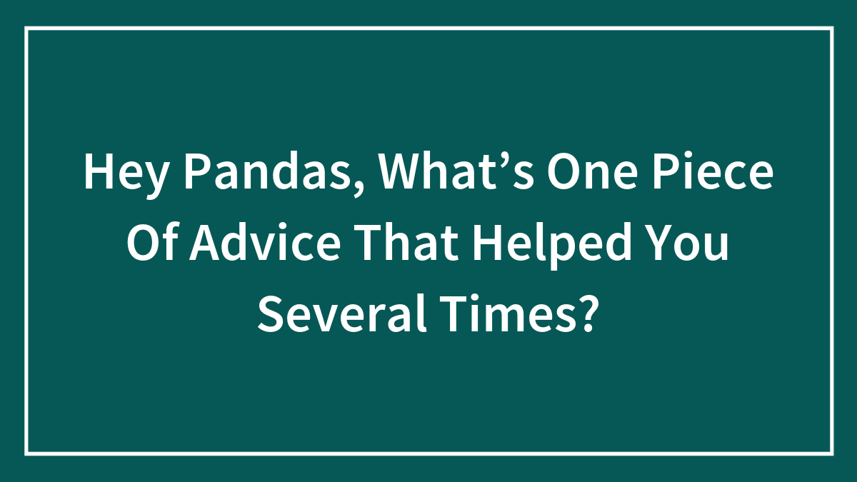 Hey Pandas, What’s One Piece Of Advice That Helped You Several Times? (Closed)