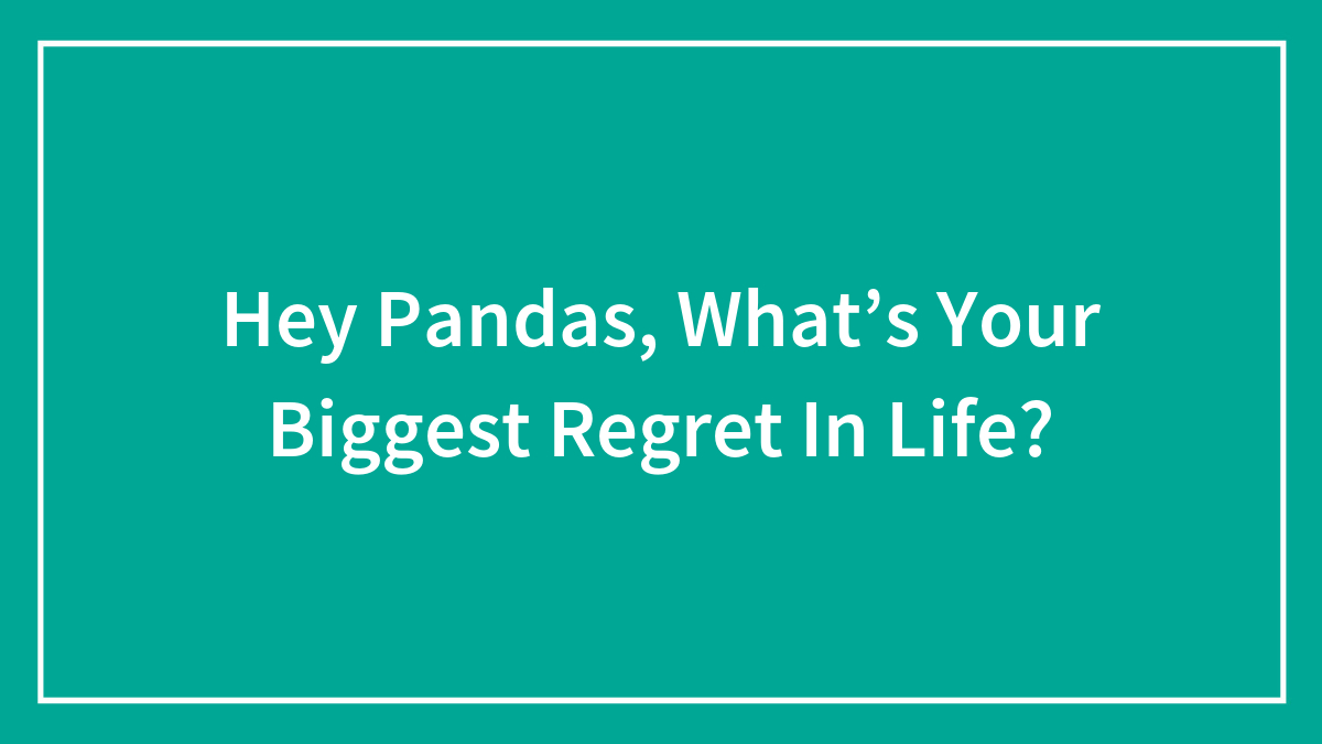 Hey Pandas, What’s Your Biggest Regret In Life? (Closed)