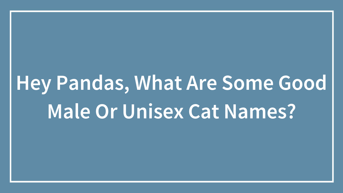 Hey Pandas, What Are Some Good Male Or Unisex Cat Names? (Closed)