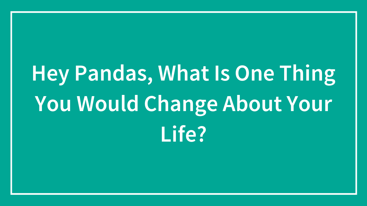 Hey Pandas, What Is One Thing You Would Change About Your Life?