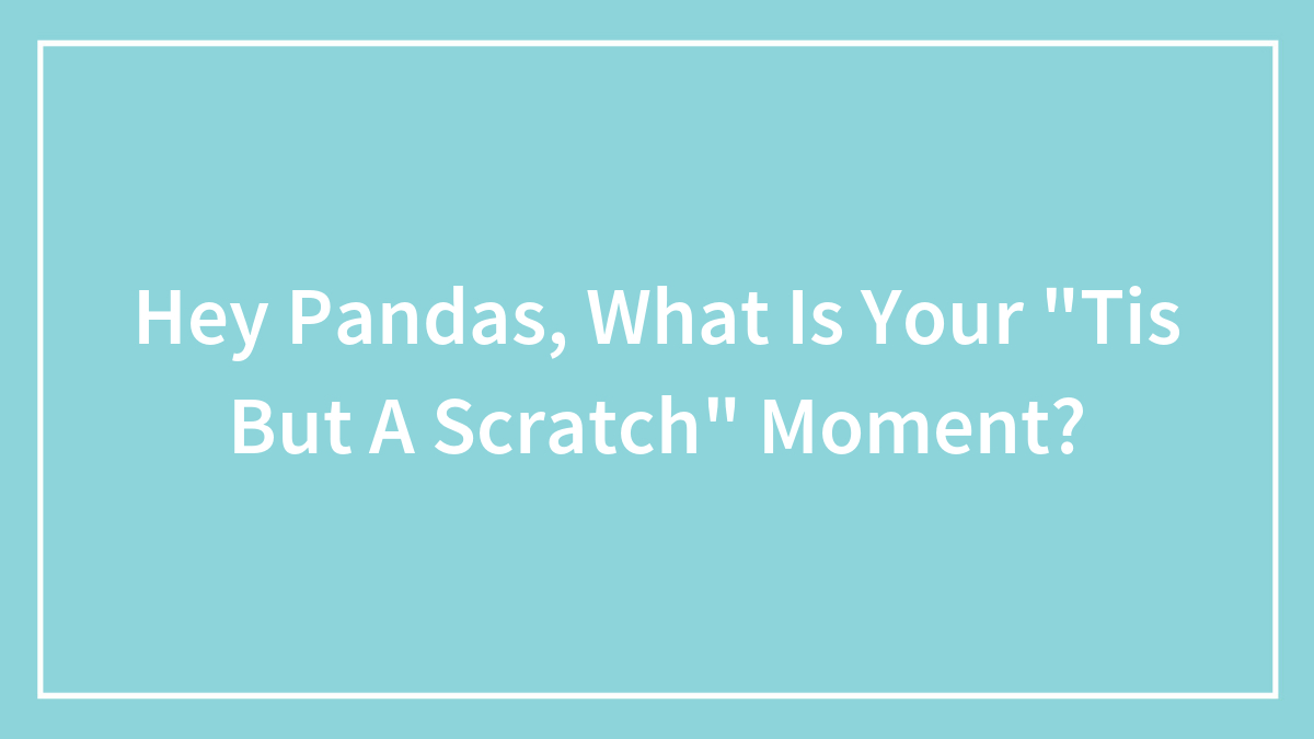 Hey Pandas, What Is Your “Tis But A Scratch” Moment? (Closed)