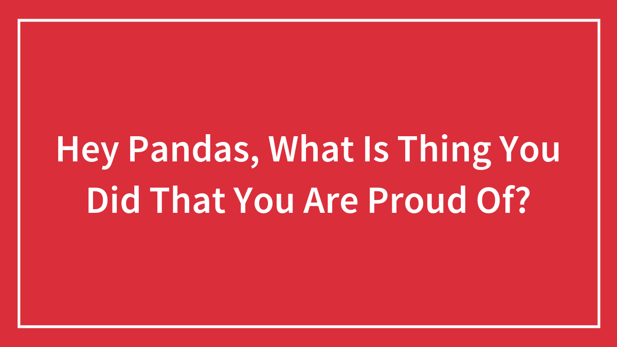 Hey Pandas, What Is Thing You Did That You Are Proud Of?