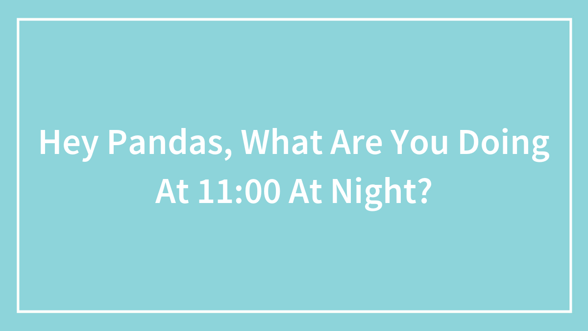 Hey Pandas, What Are You Doing At 11:00 At Night?