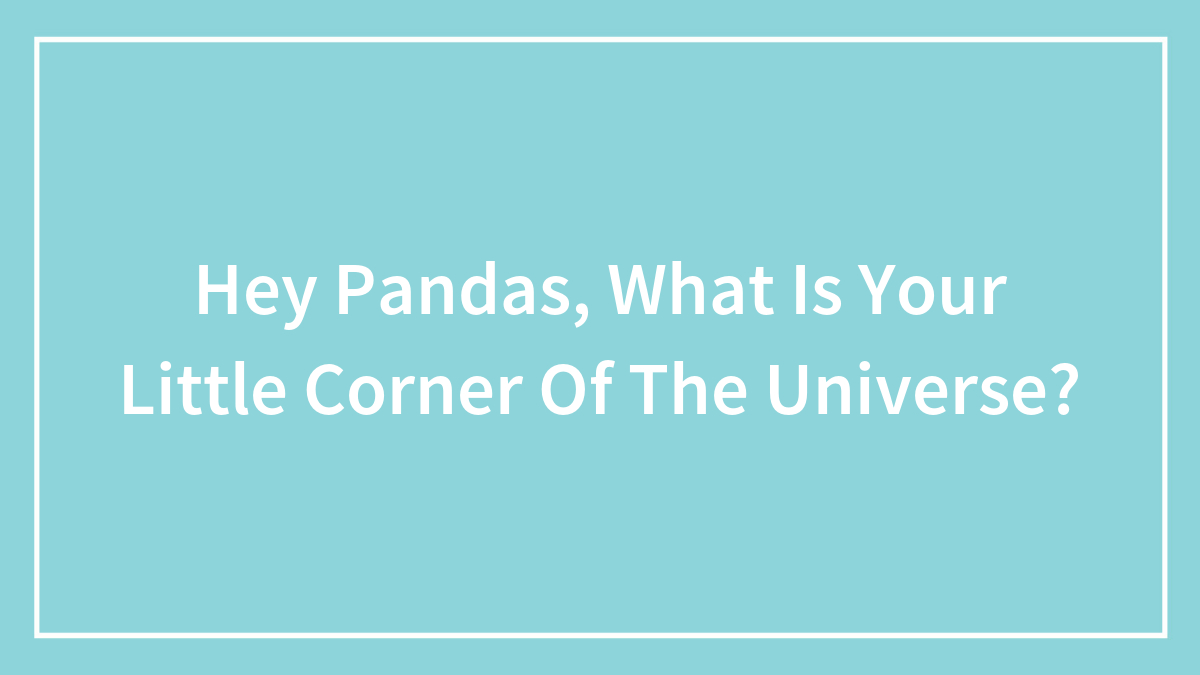 Hey Pandas, What Is Your Little Corner Of The Universe?