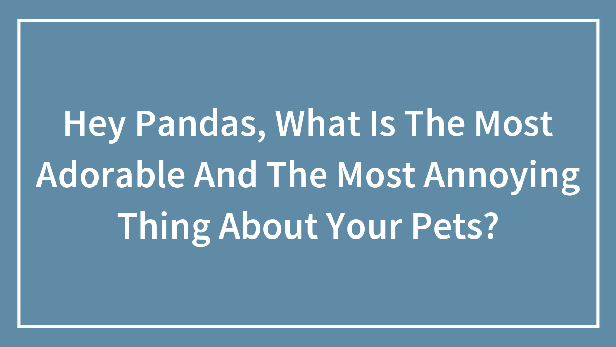 Hey Pandas, What Is The Most Adorable And The Most Annoying Thing About Your Pets?