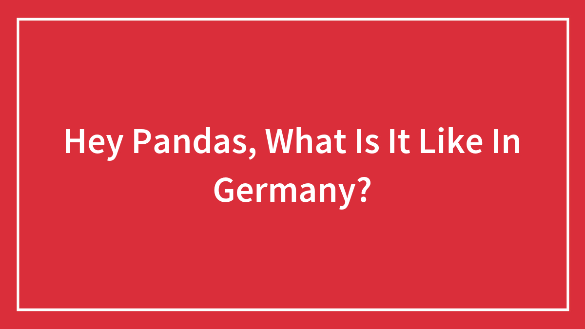 Hey Pandas, What Is It Like In Germany? (Closed)