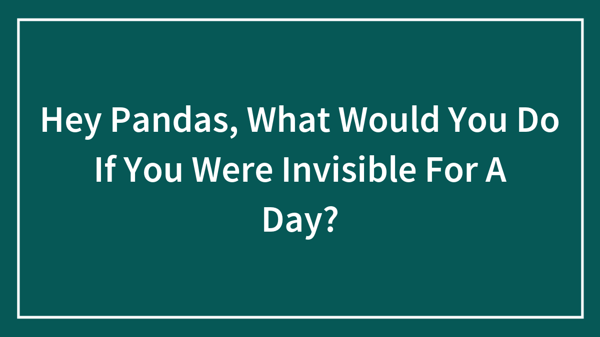 Hey Pandas, What Would You Do If You Were Invisible For A Day? (Closed)