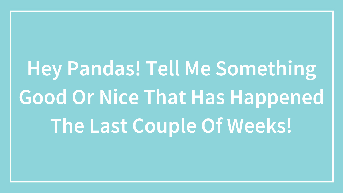 Hey Pandas! Tell Me Something Good Or Nice That Has Happened The Last Couple Of Weeks!