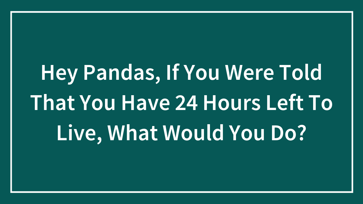 Hey Pandas, If You Were Told That You Have 24 Hours Left To Live, What Would You Do? (Closed)