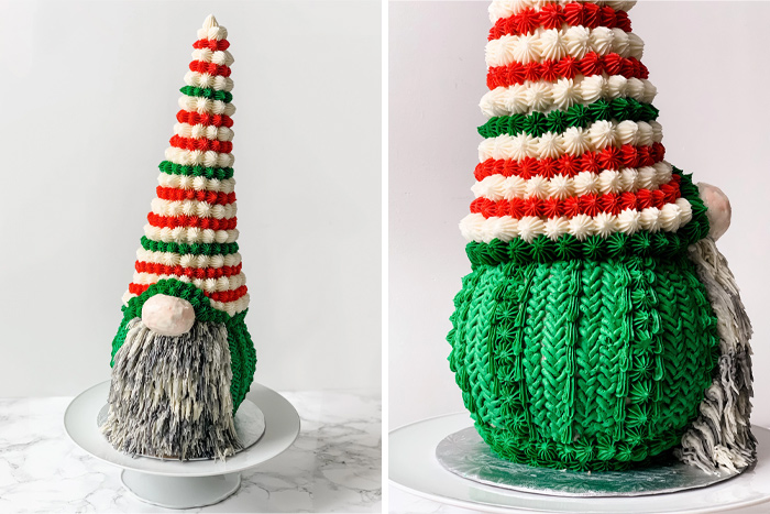 100% Edible, Hand-Piped Christmas Gnome Cake!