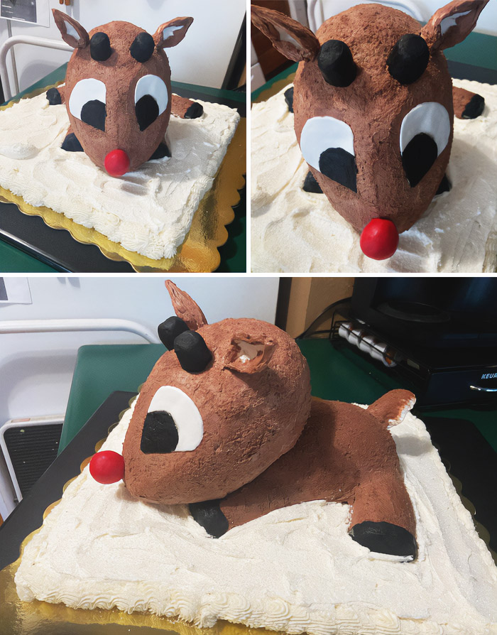 Base Is Cookie Butter Cake With Vanilla Butter Cream And Rudolph Is Hot Cocoa Cake With Chocolate Buttercream