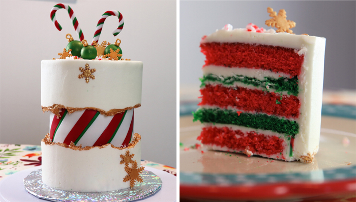 My Christmas Fault Line Buttercream Cake. I Just Love The Christmas Colors