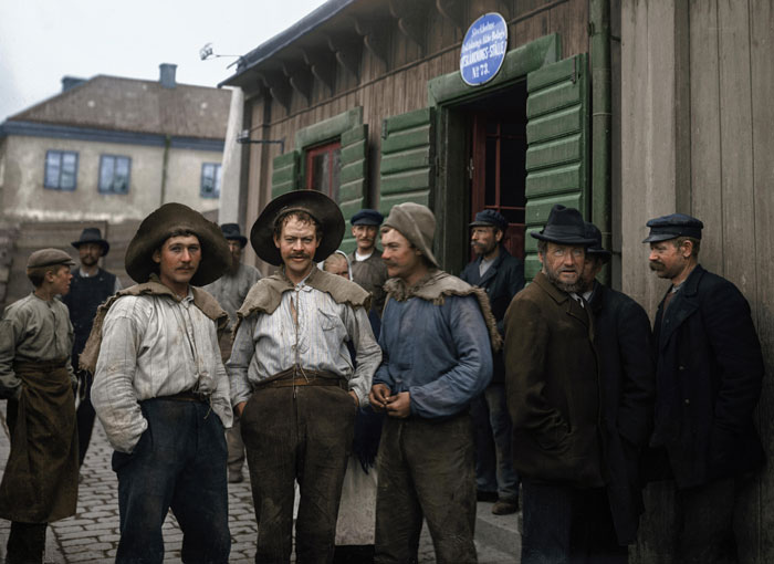 Men Outside The Bar Called “The Squirrel”, Sweden, Stockholm, 1895