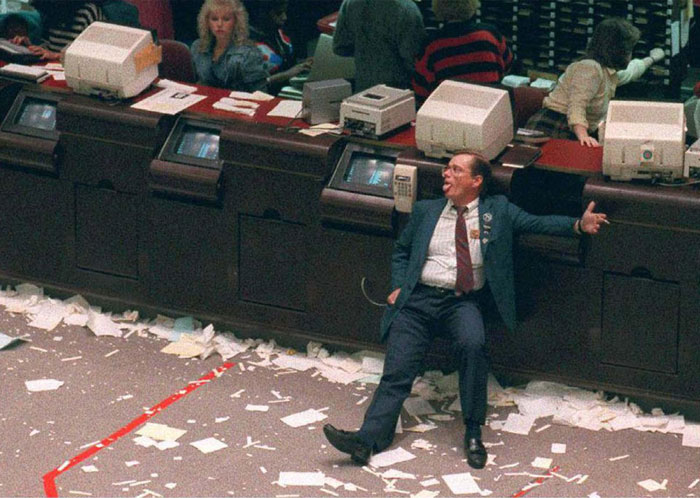 Stock Exchange Trader At The End Of The Day On Black Monday, Toronto 1987