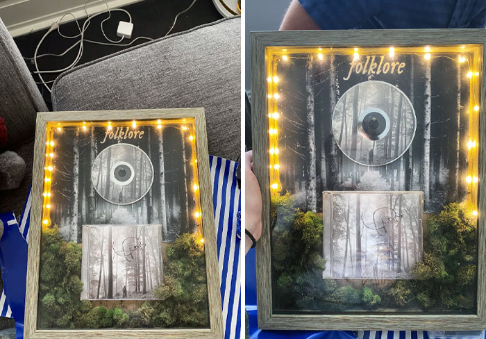 Look What My Boyfriend Made Me For My Birthday. It’s A Shadow Box For My Signed Folklore CD. He Made It Himself, And It’s So Cute