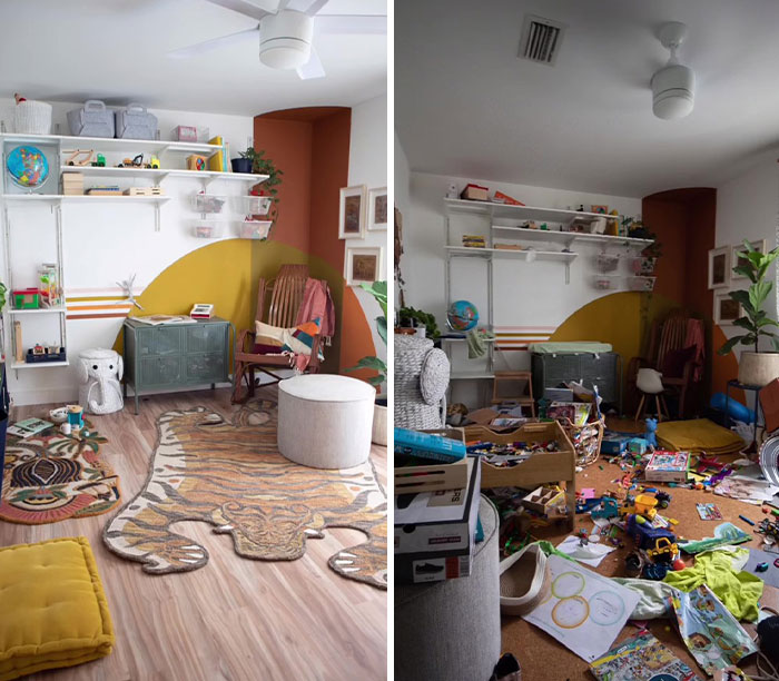 5 Side-By Side Photos Showing The Reality Behind This DIY Home Designer's Aesthetic Videos