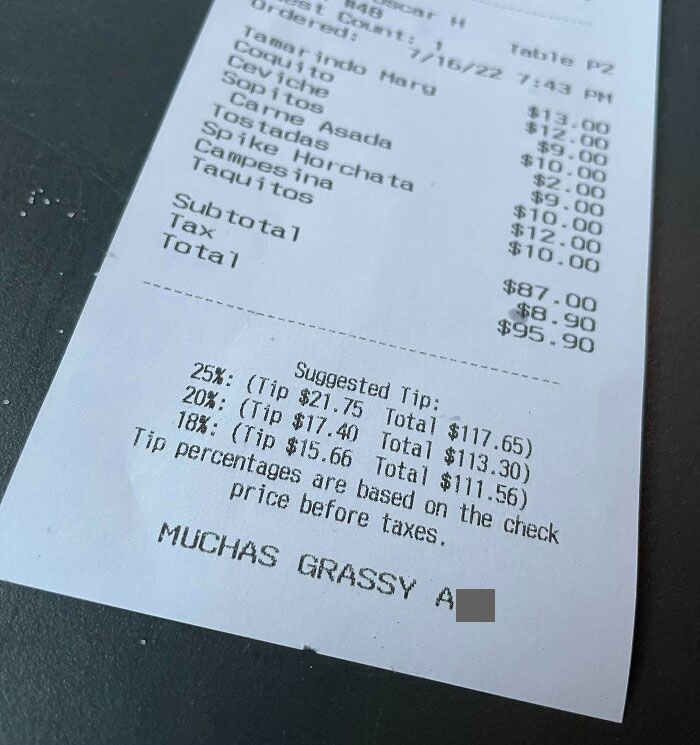 Our Receipt Thanked Us In Broken Spanish