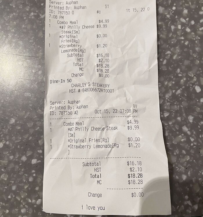 The Receipt I Got Today (Read The Bottom)