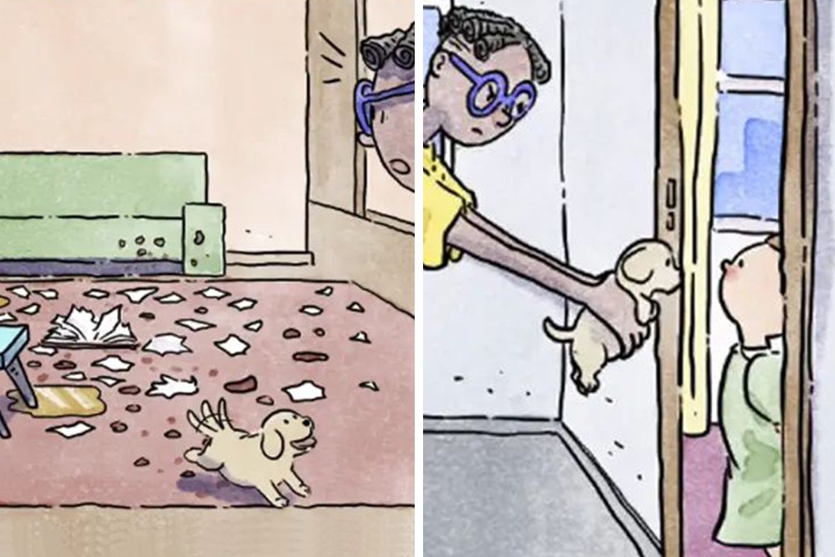 Artist Creates Heartfelt Comics About Life With A New Dog Without Using ...